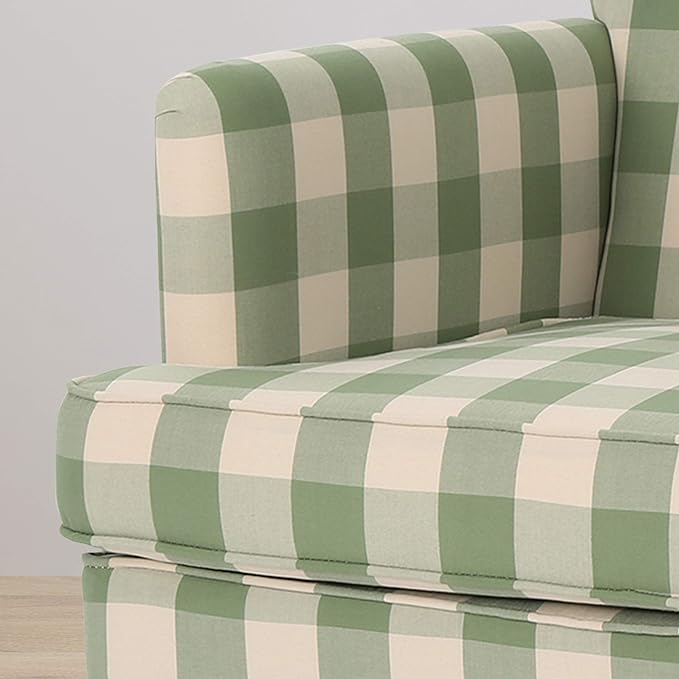 GDFStudio Tufted Fabric Club Chair, Green Checkerboard - LeafyLoom