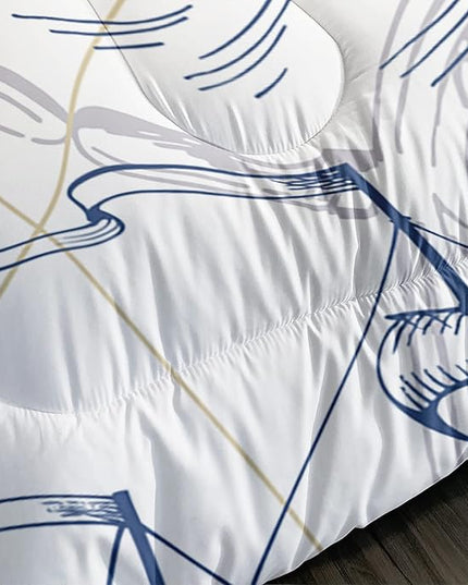 CVHOUSE Whale Comforter Set Full Size,Ocean Theme Bedding Set for Kids,Whale Nautical Sailing Quilt Set Ocean Duvet Set Ocean Decor 3 Pieces - LeafyLoom