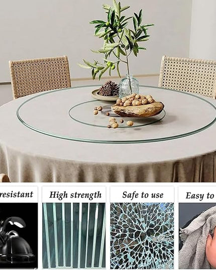 23 Inches Glass Lazy Susan for Table Top, Large Lazy Susan Turntable Fits for Family Gatherings, Banquets, Weddings, and Restaurants Plate Silent & Smooth Spin - LeafyLoom