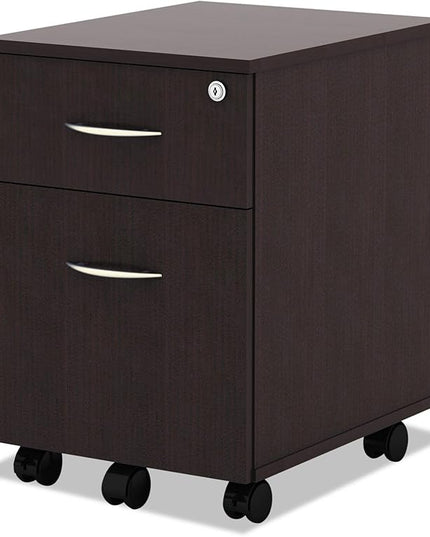 Alera ALEVABFES Valencia Series 15.88 in. x 19.13 in. x 22.88 in. Mobile Box/File Pedestal - Espresso - LeafyLoom