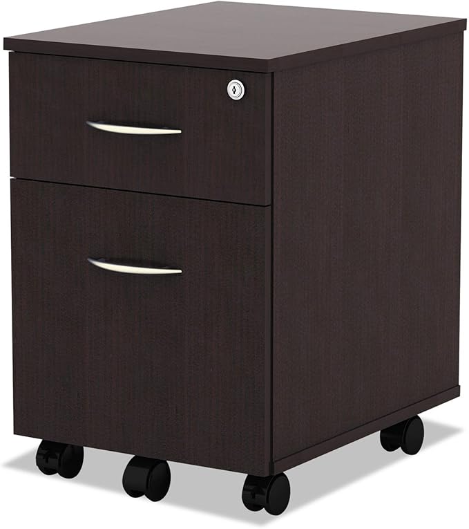 Alera ALEVABFES Valencia Series 15.88 in. x 19.13 in. x 22.88 in. Mobile Box/File Pedestal - Espresso - LeafyLoom