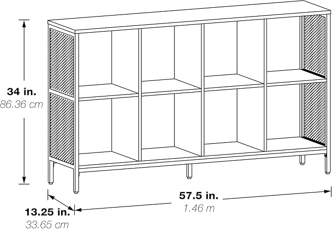 OSP Home Furnishings Ace Contemporary Modern Storage Cube Bookcase, 8 Cubes, Ozark Ash Finish - LeafyLoom