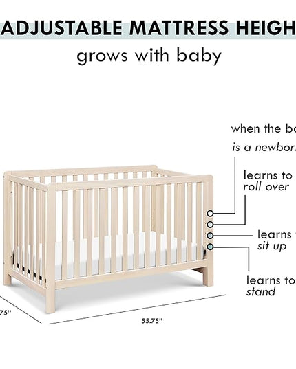 Carter's by DaVinci Colby 4-in-1 Low-Profile Convertible Crib in Washed Natural, Greenguard Gold Certified - LeafyLoom
