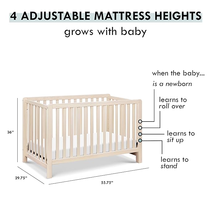 Carter's by DaVinci Colby 4-in-1 Low-Profile Convertible Crib in Washed Natural, Greenguard Gold Certified - LeafyLoom