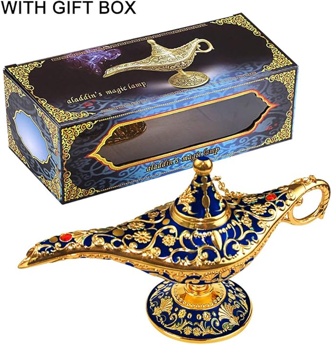 Vintage Legend Aladdin Lamp Magic Genie Wishing Light,Collectable Rare Classic Arabian Costume Props Lamp Tabletop Decor Crafts for Home/Wedding Decoration&Gift for Party - LeafyLoom