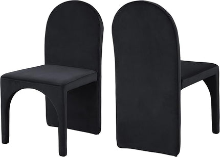Meridian Furniture Summer Collection Modern | Contemporary Velvet Upholstered Dining Side Chair with Steel Frame, Set of 2, Black - LeafyLoom