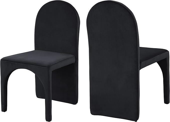 Meridian Furniture Summer Collection Modern | Contemporary Velvet Upholstered Dining Side Chair with Steel Frame, Set of 2, Black - LeafyLoom