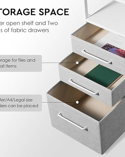 Ｍａｉｈａｉｌ Maihail Small Desk with Drawers, 47 inch Computer Desk with Shelves, Writing Desk with Storage, Small Office Desk with Metal Frame, White - LeafyLoom