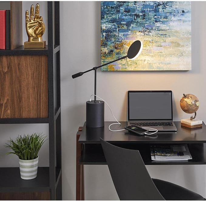 Adesso Home 2150-01 Contemporary Modern LED Desk Lamp from Grover Collection in Black Finish, 4.75 inches - LeafyLoom