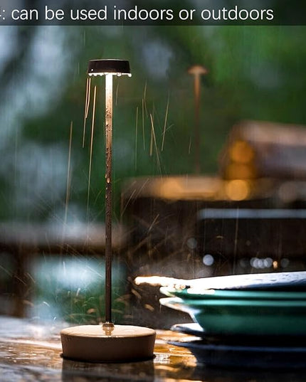 2 Pack Rechargeable Cordless Table Lamp Outdoor Portable LED Battery Operated Light - 3 Color Temperatures Touch Dimmable, IP54 Protection, Suitable for Indoor or Outside (Rust) - LeafyLoom