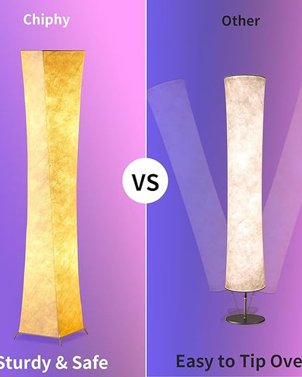 chiphy Floor Lamp, RGB Color Changing Floor Lamps, App Control Work with Alexa, 61" Tall White Column Floor Lamp Dimmable for Living Room, Bedroom, Game Room - LeafyLoom