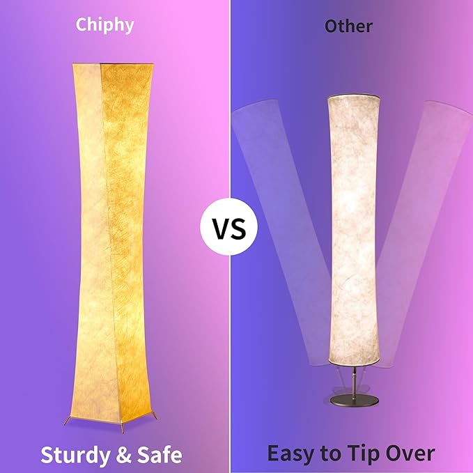 chiphy Floor Lamp, RGB Color Changing Floor Lamps, App Control Work with Alexa, 61" Tall White Column Floor Lamp Dimmable for Living Room, Bedroom, Game Room - LeafyLoom