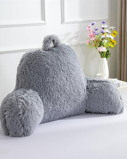 Aimuan Reading Pillow Bed Rest Wedge Large Adult Backrest Pillow with Arms Back Support for Sitting Up in Bed Cushion Incline Rest Sleeping Snoring Pillow,Light Grey Standard - LeafyLoom