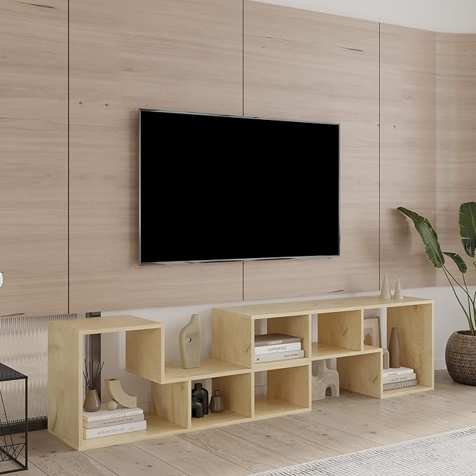 NicBex TV Stand for 50 Inch Double L-Shaped Oak TV Stand Storage Console Table for Living Room,Bedroom,41.34 Inch,Natural - LeafyLoom