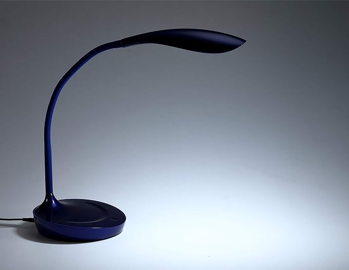Bostitch Office KT-VLED1502-BLUE Gooseneck LED Desk Lamp with USB Charging Port, Dimmable, Navy Blue - LeafyLoom