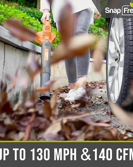 SnapFresh Cordless Leaf Blower - 20V Electric Leaf Blower with 2.0 Ah Battery and Charger - Lightweight 2-Speed Leaf Blower for Lawn Care and Yard/Garden/Patio Cleaning (Orange) - LeafyLoom