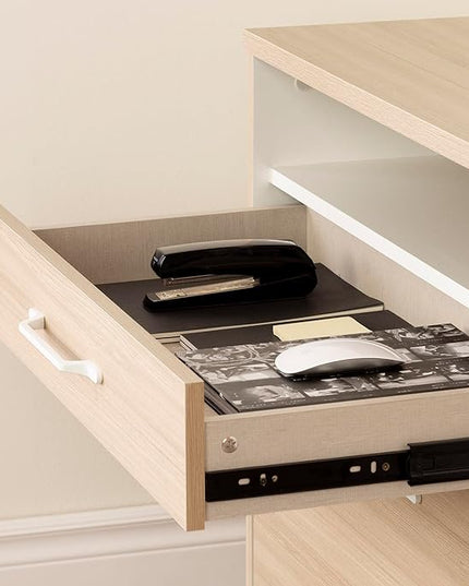 South Shore Helsy 2-Drawer File Cabinet, Lateral, Soft Elm and White - LeafyLoom