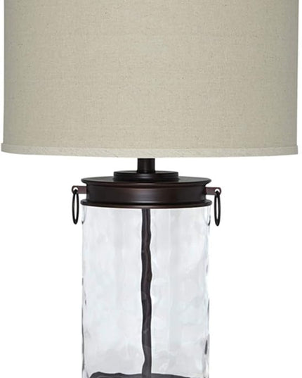 Signature Design by Ashley Tailynn Modern 25.25" Glass Table Lamp with Hardback Shade, Clear - LeafyLoom