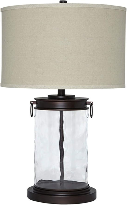 Signature Design by Ashley Tailynn Modern 25.25" Glass Table Lamp with Hardback Shade, Clear - LeafyLoom