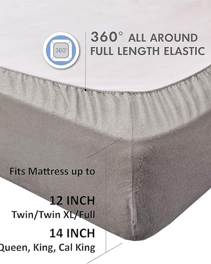 Comfort Spaces Cotton Flannel Breathable Warm Deep Pocket Sheets with Pillow Case Bedding, Full, Grey Solid 4 Piece - LeafyLoom