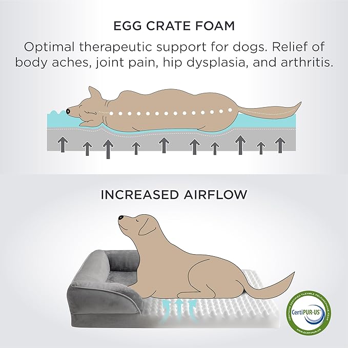Bedsure Orthopedic Dog Bed for Medium Dogs - Waterproof Dog Sofa Beds Medium, Supportive Foam Pet Couch Bed with Removable Washable Cover, Waterproof Lining and Nonskid Bottom, Brown BEDSURE
