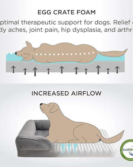Bedsure Orthopedic Dog Bed for Large Dogs - Big Washable Dog Sofa Beds Large, Supportive Foam Pet Couch Bed with Removable Washable Cover, Waterproof Lining and Nonskid Bottom, Green BEDSURE