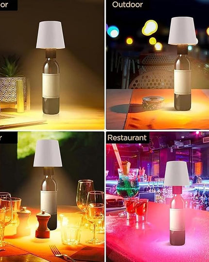 Wireless Wine Bottle Light Head, Portable LED Wireless Bottle Lamp with 3 Modes Light Dimming Pridola, Rechargeable Touch Control Wine Bottle for Any Bottle (White) - LeafyLoom