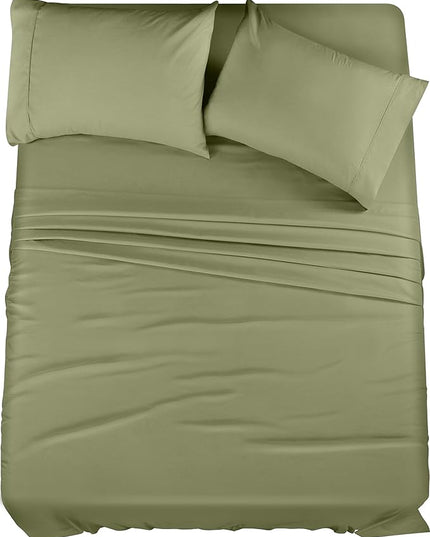 Utopia Bedding Queen Bed Sheets Set - 4 Piece Bedding - Brushed Microfiber - Shrinkage and Fade Resistant - Easy Care (Queen, Olive) - LeafyLoom