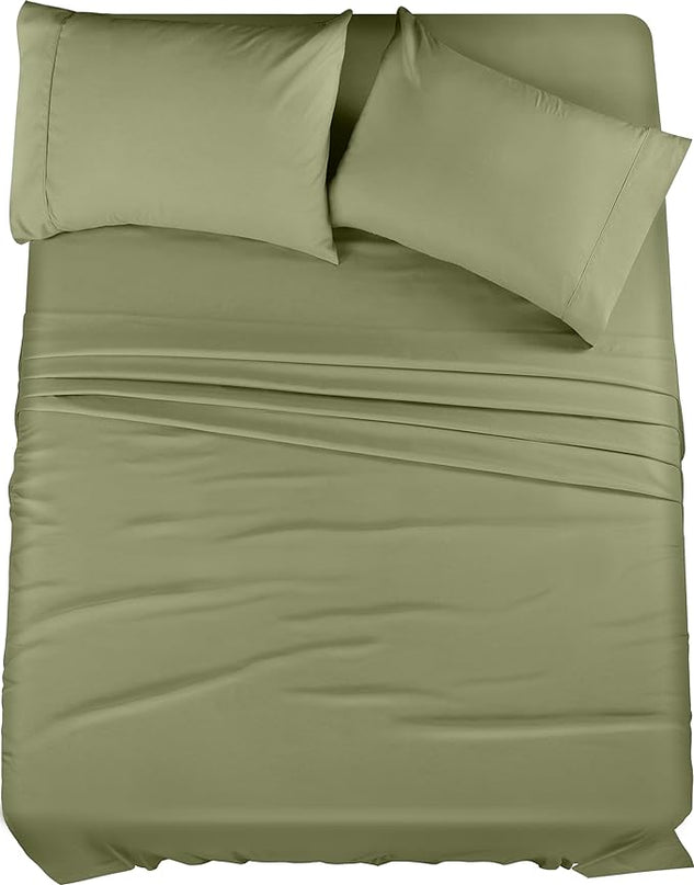 Utopia Bedding King Bed Sheets Set - 4 Piece Bedding - Brushed Microfiber - Shrinkage and Fade Resistant - Easy Care (King, Olive) - LeafyLoom
