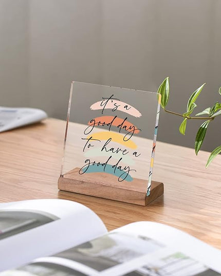 Motivational Office Desk Decor For Women Coworker It‘s A Good Day To Have A Good Day - Inspirational Signs Gifts Aesthetic Office Table Desktop Decorations For Work Desk - LeafyLoom