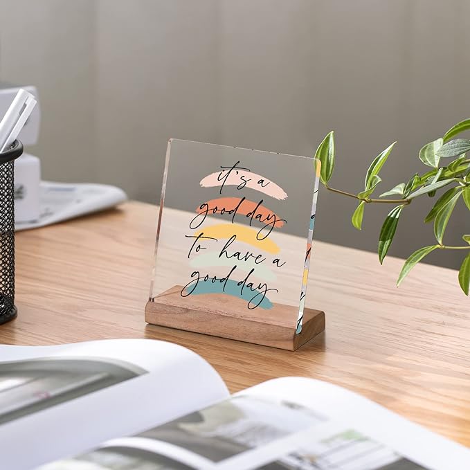 Motivational Office Desk Decor For Women Coworker It‘s A Good Day To Have A Good Day - Inspirational Signs Gifts Aesthetic Office Table Desktop Decorations For Work Desk - LeafyLoom