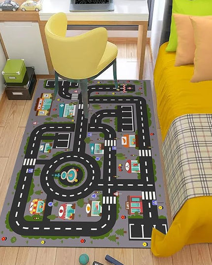 Analog ABC Kids Rug Playroom Car Rug Play Mat City Life Road Rug for Cars Fun City Map for Carpet for Bedroom Boys (31 * 47 inches, Night City) - LeafyLoom