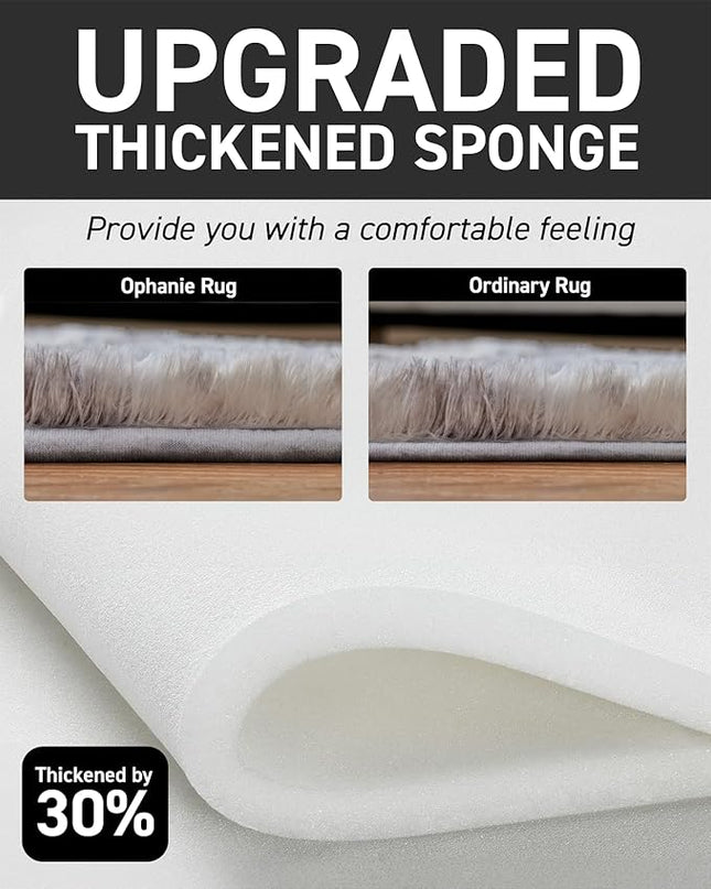 Ophanie Machine Washable Upgrade 8x10 Rugs for Living Room, Grey&White, Fluffy Shaggy Soft Area Rug, Non-Slip Indoor Floor Carpet for Bedroom, Kids Baby Boys Teen Dorm Home Decor Aesthetic, Nursery - LeafyLoom