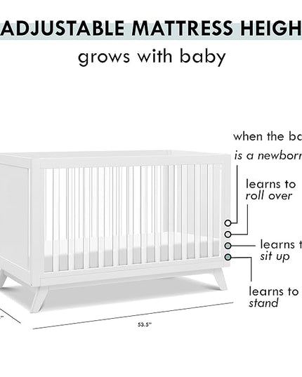 DaVinci Otto 3-in-1 Convertible Crib in White with Acrylic Slats, Greenguard Gold Certified - LeafyLoom