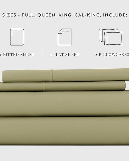 Linen Market Bed Sheets for King Size Bed (Sage) - Sleep Better Than Ever with These Soft and Cooling King Sheets - Deep Pocket Fits 16" Thick Beds - 4 Piece King Sheet Set - LeafyLoom