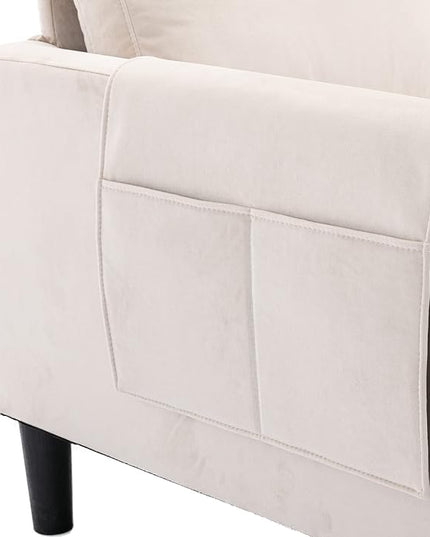 72.44" L-Shaped Reversible Sectional Sofa w/Pull Out Bed & Storage Chaise Lounge,Interior Furniture Comfy Sleeper Corner Couch with 3 Throw Pillows and Pockets,for Dorm,Apartment,Beige - LeafyLoom