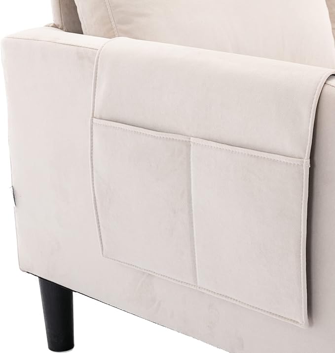 72.44" L-Shaped Reversible Sectional Sofa w/Pull Out Bed & Storage Chaise Lounge,Interior Furniture Comfy Sleeper Corner Couch with 3 Throw Pillows and Pockets,for Dorm,Apartment,Beige - LeafyLoom