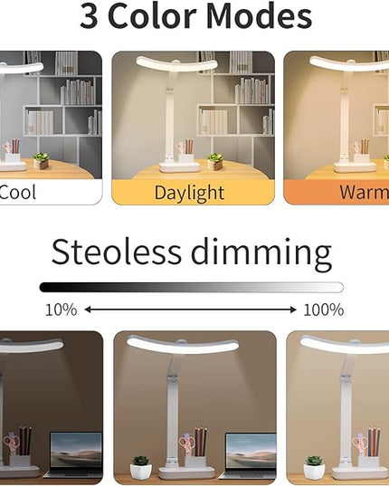 Cordless Desk Table Lamp Rechargeable Big Battery 4000MAH,Tall Reading Light 24inch /Bright 60 LED 8W / Touch Dimmable/Multifunctions,Wireless Lamp for Home Bedroom Bedside Office Dorm - LeafyLoom
