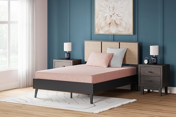 Signature Design by Ashley Full Size iKidz 7 Inch Firm Gel Memory Foam Mattress with Stretch Knit Cover & Pillow Included, Pink Coral - LeafyLoom