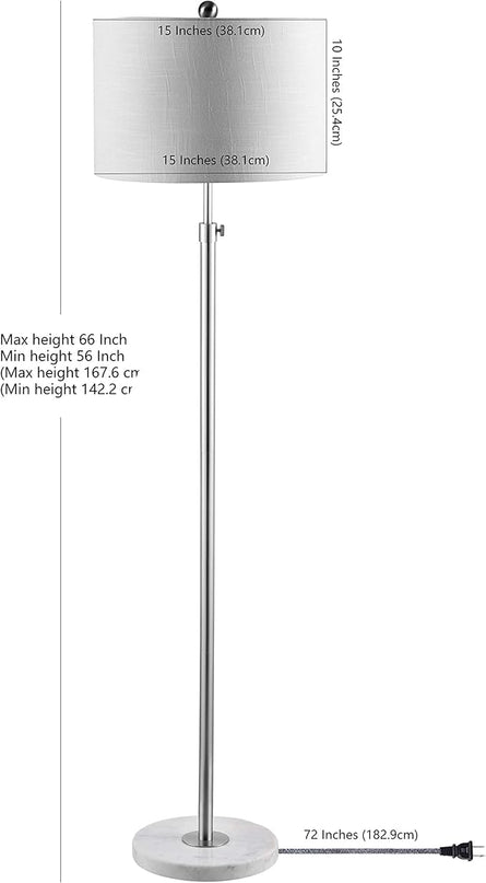 JONATHAN Y JYL3022C June 65" Adjustable Metal/Marble LED Floor Lamp, Modern, Contemporary, Elegant, Glam, Office, Living Room, Family Room, Dining Room, Bedroom, Hallway, Foyer, Chrome - LeafyLoom
