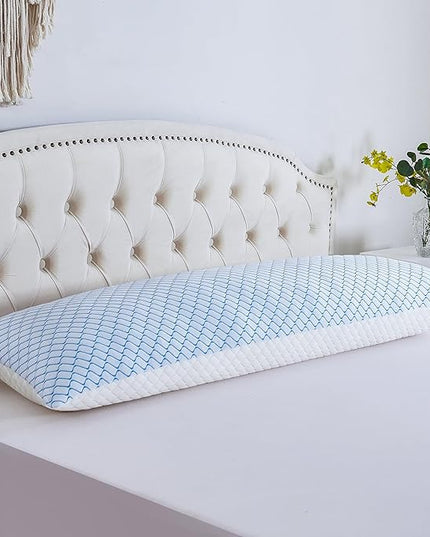 Gehannah Body Pillow for Adults - Shredded Memory Foam & Zippered Cooling Cover - Long Pillow for Sleeping - Bed Pillows for Side Sleeper - LeafyLoom