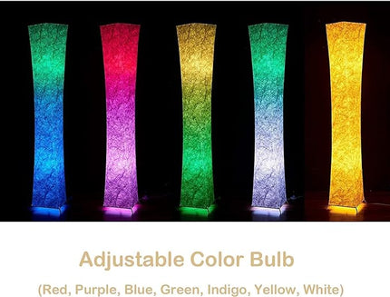 LEONC Design Floor Lamp, 65 inches LEONC Standing Lamp, RGB 7 Colors Changing LED Bulbs and 10 Levels Brightness, Remote Control and Fabric Shade, Modern for Bedroom, Kids Room&Play Room (RGB/Remote) - LeafyLoom