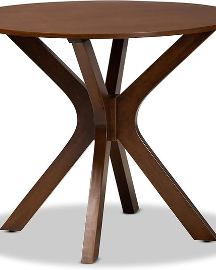 Baxton Studio Mila Modern and Contemporary Grey Fabric Upholstered and Walnut Brown Finished Wood 5-Piece Dining Set - LeafyLoom