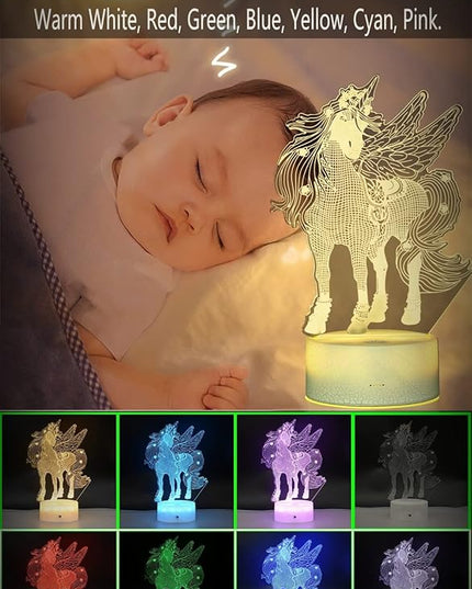 3D LED Night Light for Kids, 7 Colors Changing Unicorn Light, 3 Modes with Remote Control 3D Optical Illusion Light for Kids Bedroom, Home Decor, Birthday Xmas Party Thanksgiving Halloween Gifts - LeafyLoom