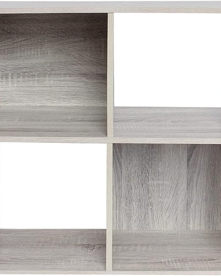 PACHIRA E-Commerce Wooden Storage Cubes Bookcase, Unit Shelf, Closet Cabinet, Organizer Rack in Living Room, Bedroom, Study, 4 Cube, OAK GREY - LeafyLoom
