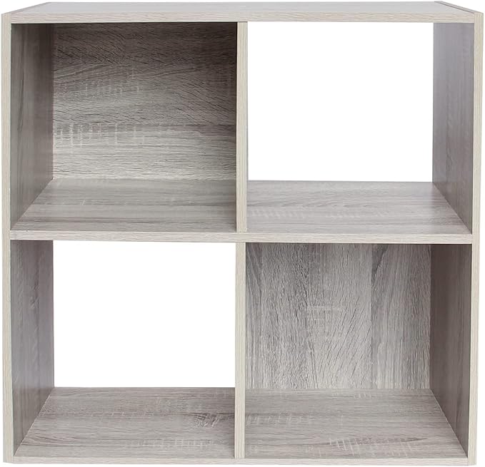 PACHIRA E-Commerce Wooden Storage Cubes Bookcase, Unit Shelf, Closet Cabinet, Organizer Rack in Living Room, Bedroom, Study, 4 Cube, OAK GREY - LeafyLoom