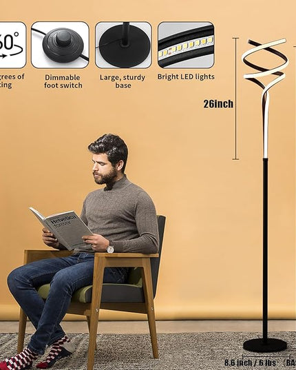 Floor Lamp,LED Modern Floor Lamps for Living Room,2500LM/40W-3-Color/Endless Dimmable Remote Control Standing Lamp,63" Black Floor Lamp for Living Room Bedroom Office. - LeafyLoom