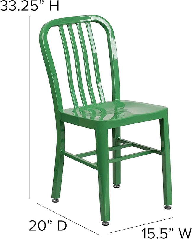 Flash Furniture Commercial Grade Green Metal Indoor-Outdoor Chair - LeafyLoom
