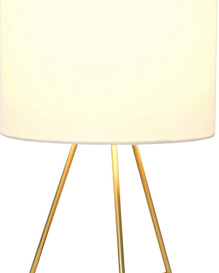 Simple Designs LT2066-GDW 13.5" Down to the Wire Metal Table Lamp with Fabric Shade, Gold with White Shade - LeafyLoom