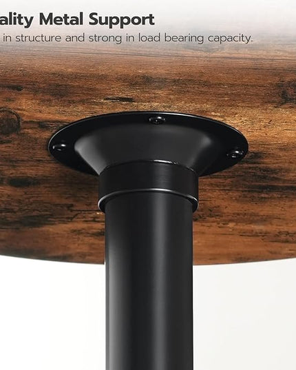 HOOBRO Round Bar Table, 35" Tall Pub Table, Cocktail Table with Base, Stable Counter Table with Non-Slip Base for Narrow Space, Bar Height Table for Kitchen, Easy to Assemble, Rustic Brown BF57BT01 - LeafyLoom